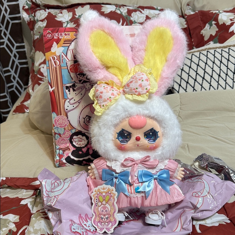 Confirm Lolita’s Baby three 400% Pink and Yellow Bunny Doll with Blue Bow 💕